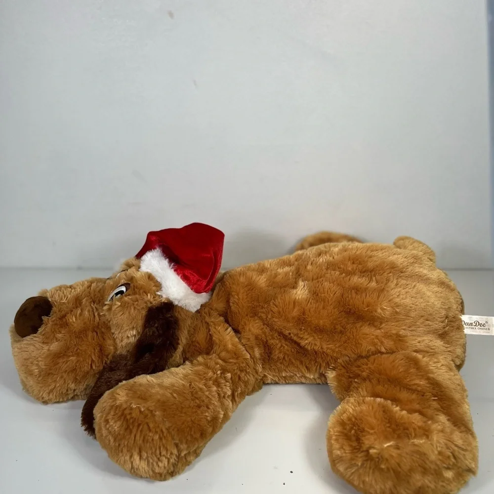 Dan Dee 26” Brown Floppy Puppy Dog‎ Santa Hat Soft Plush Stuffed Toy Christmas